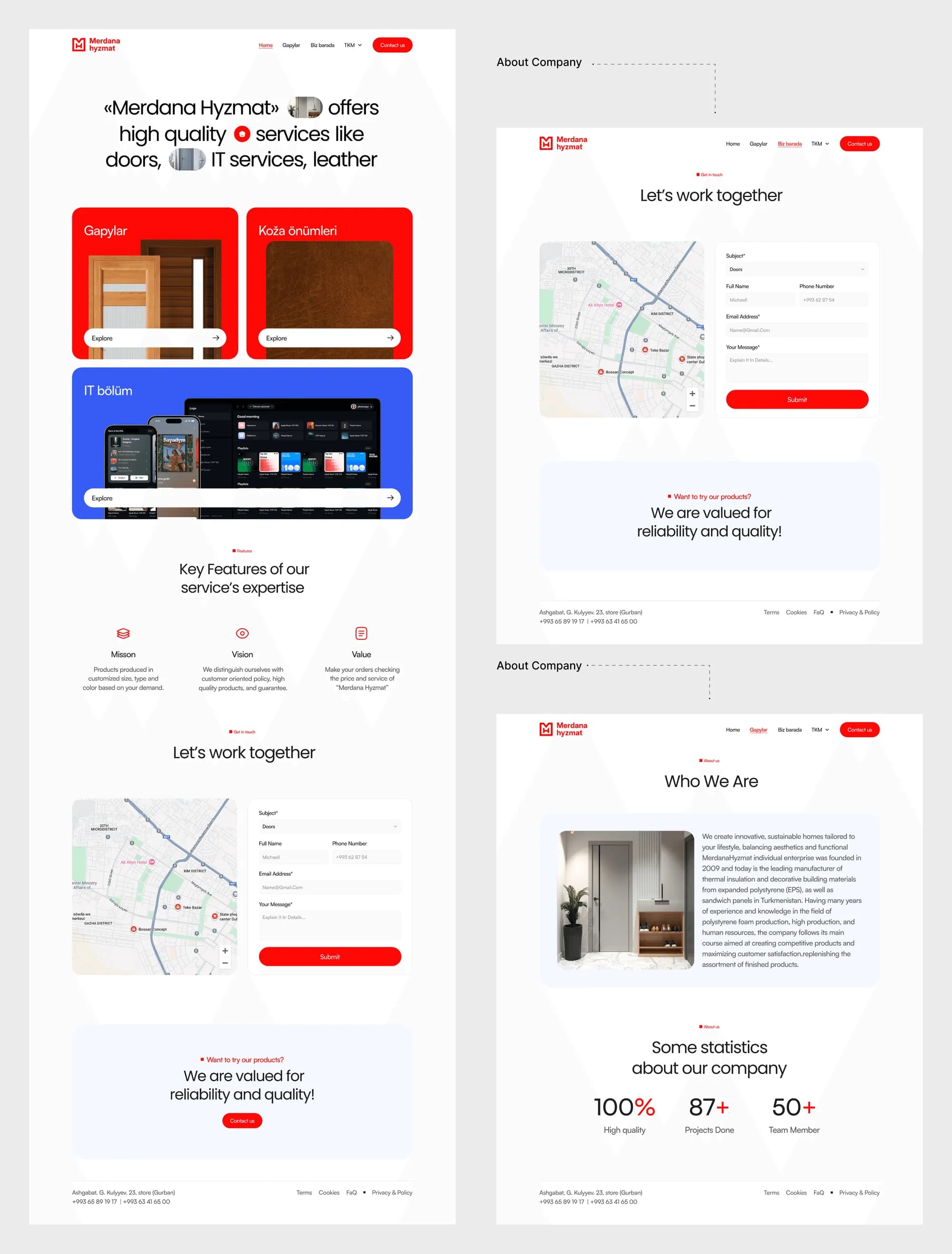 Merdana Hyzmat website pages