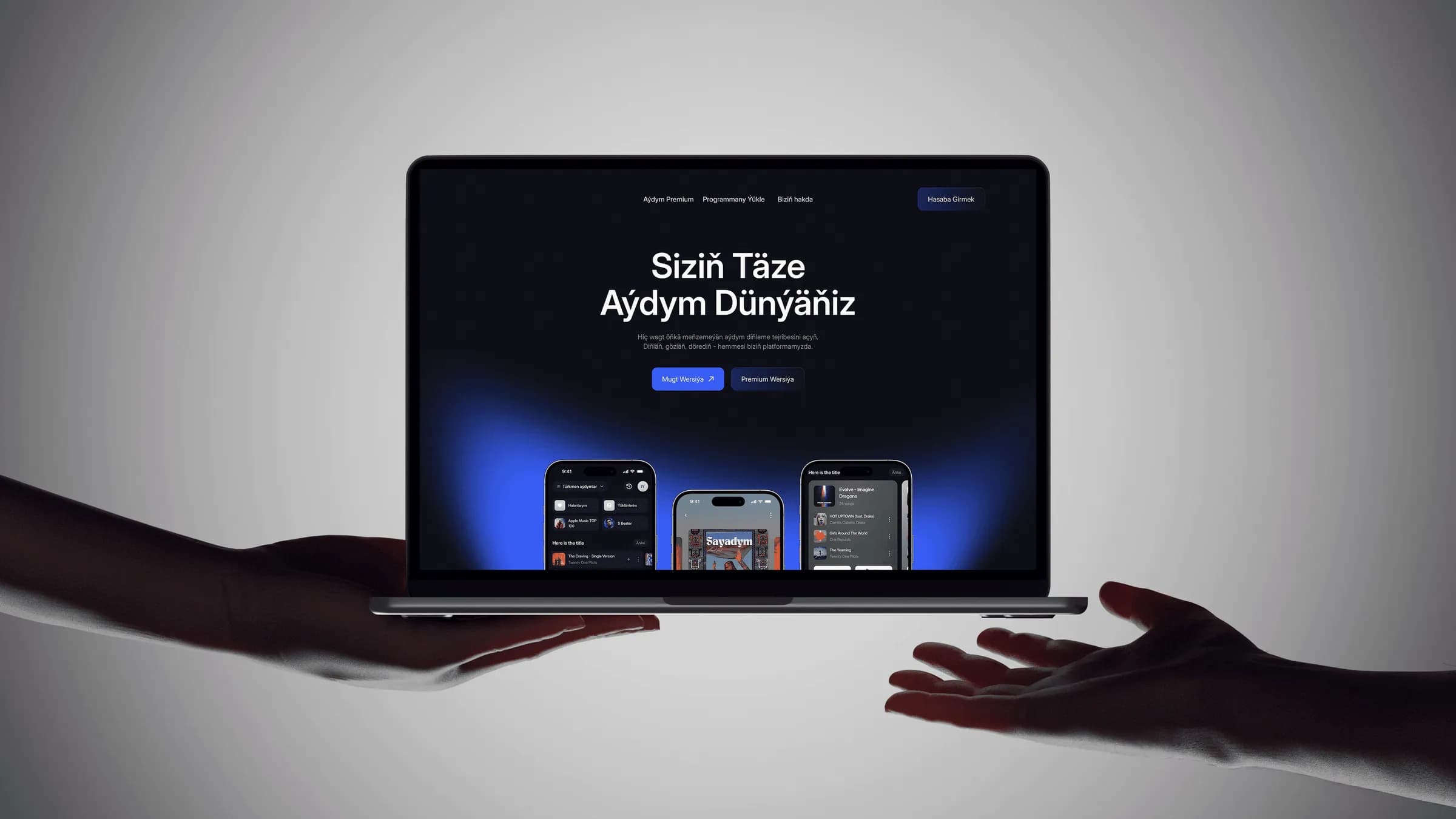 Seda Music landing page shown on a laptop